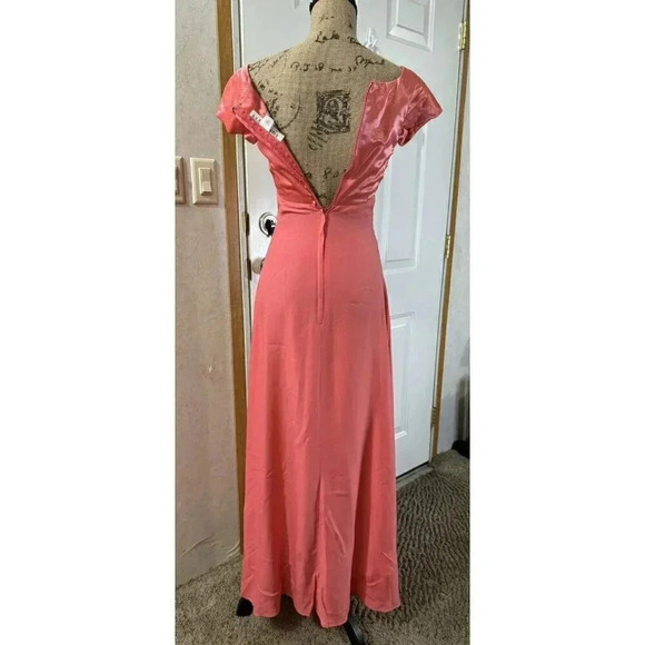 ALFRED ANGELO 80’s Vintage Pink Dress Sweetheart Neck Cup Sleeve Small Prom Wed - Picture 3 of 11